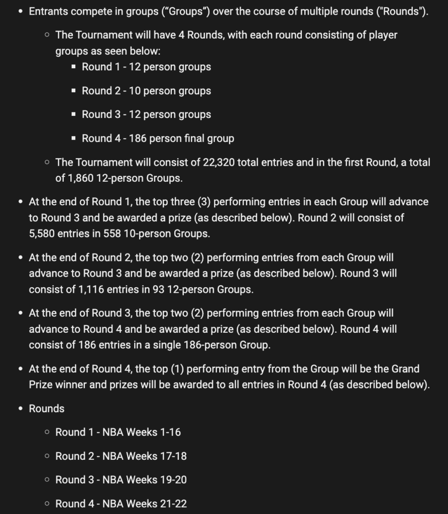 NBA Best Ball Playoff Schedule